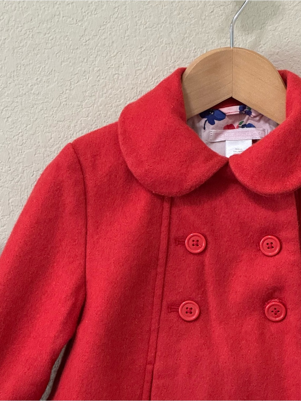 JANIE & JACK | Baby Girl Red Double-Breasted Wool Blend Peacoat 12-24 mths - Picture 2 of 16